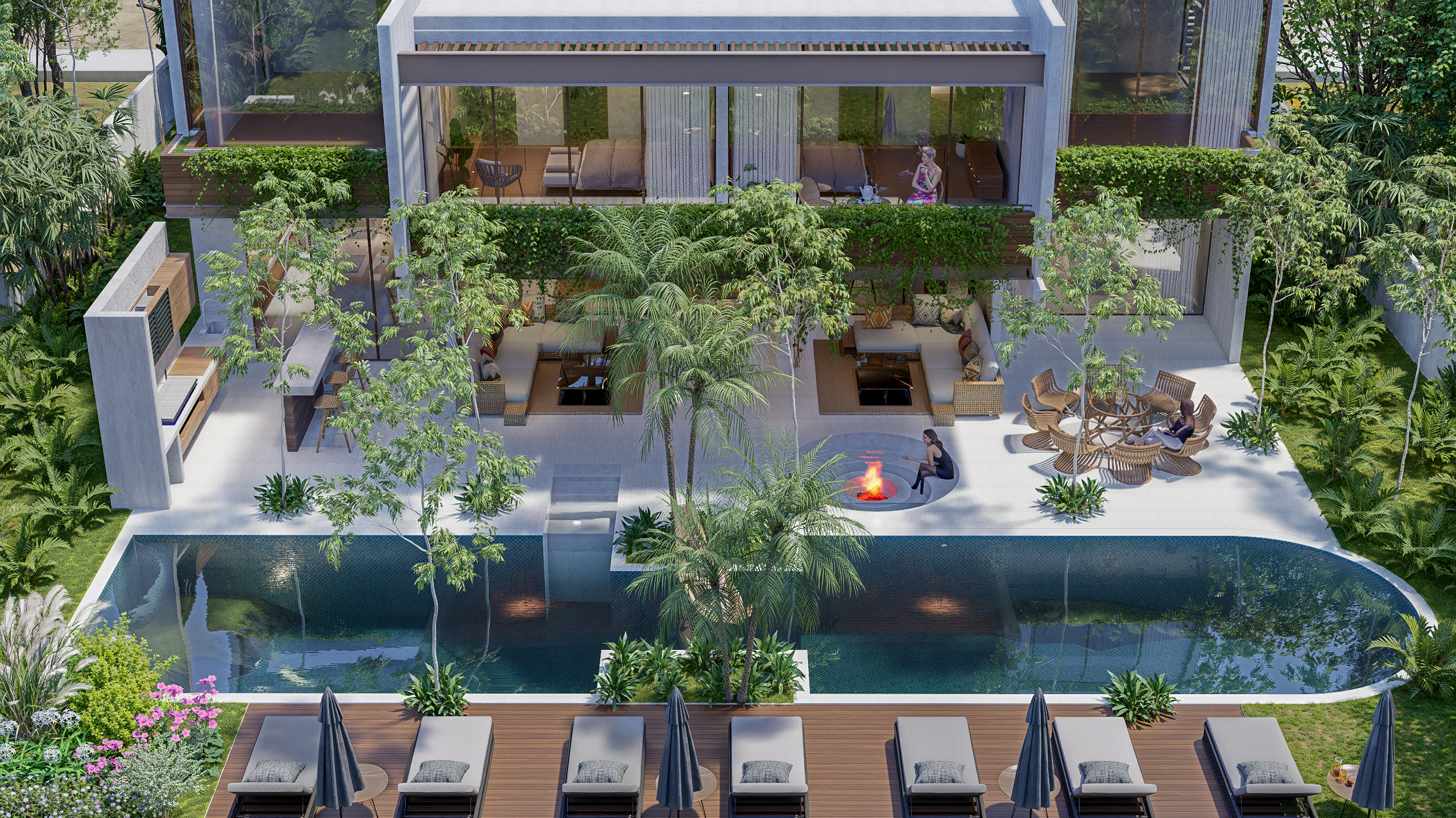 Akagami — Vue générale terrasse & alberca